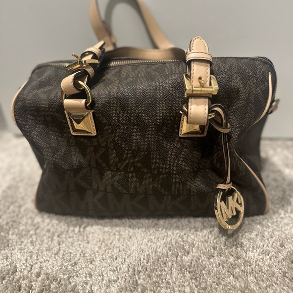 Michael Kors Black and Tan Duffel Bag